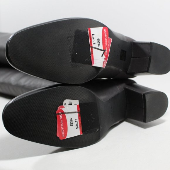 Stuart Weitzman Gillian Leather Block Heel Knee-High Boots - Dark Gray 7M - Picture 4 of 7